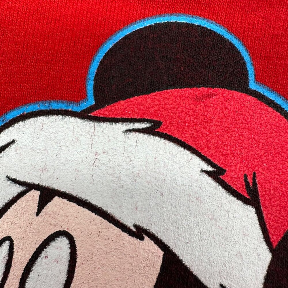 Disney Mickey Mouse Christmas Sweatshirt Tis The Season To Be Jolly Red XL - Picture 6 of 7